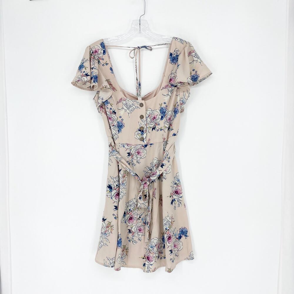 Xhilaration Flutter Sleeve Open Back Skater Dress Small